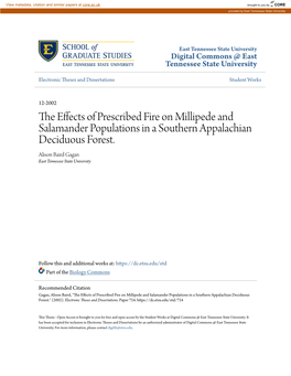 The Effects of Prescribed Fire on Millipede and Salamander Populations in a Southern Appalachian Deciduous Forest." (2002)
