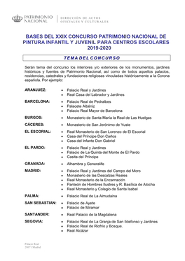 Bases Del Xxix Concurso Patrimonio Nacional De Pintura Infantil Y Juvenil Para Centros Escolares 2019-2020