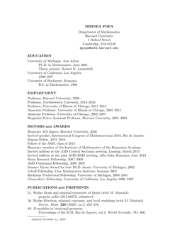 MIHNEA POPA Department of Mathematics Harvard University 1 Oxford Street Cambridge, MA 02138 Mpopa@Math.Harvard.Edu