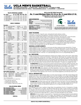 UCLA Men's Basketball Page 1/1 Season/Career Statistics UCLA’S SEASON/CAREER STATS As of Mar 12, 2021 2020-21All Games ROSTER