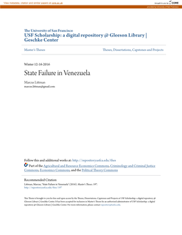 State Failure in Venezuela Marcus Littman Marcus.Littman@Gmail.Com