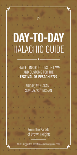 Pesach Day by Day Guide English 5779