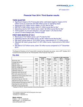 Financial Year 2014: Third Quarter Results
