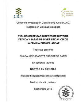 Centro De Investigación Científica De Yucatán, A.C. Posgrado En Ciencias Biológicas