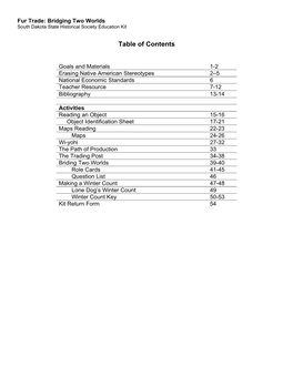 Table of Contents