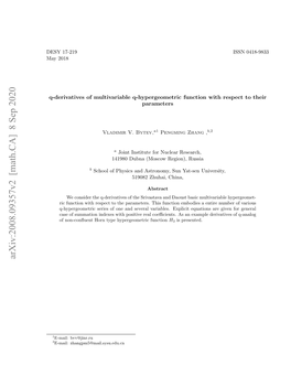 Arxiv:2008.09357V2 [Math.CA] 8 Sep 2020