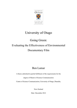 Evaluating the Effectiveness of Environmental Documentary Film