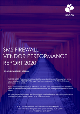 SMS Firewall 1 of 35 Vendor Performance Report 2020