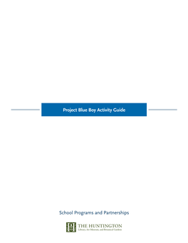 Project Blue Boy Activity Guide School Programs and Partnerships