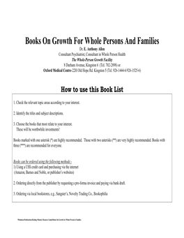 Books on Growth for Whole Persons and Families Dr