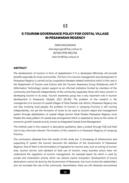 E-Tourism Governance Policy for Costal Village in Pesawaran Regency