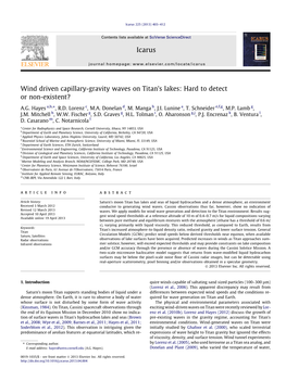 Wind Driven Capillary-Gravity Waves on Titanв€™S Lakes