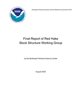 Final Report of Red Hake Stock Structure for Working Group