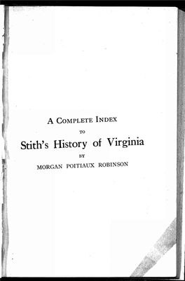 A Complete Index to Stith's History of Virginia