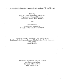 Crustal Evolution of the Greatbasin and the Sierra Nevada