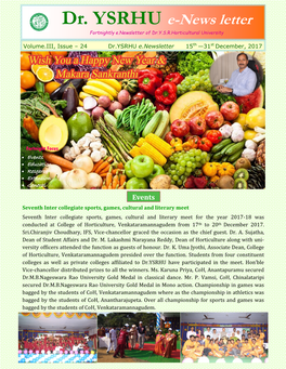 Dr. YSRHU E-News Letter Fortnightly E.Newsletter of Dr.Y.S.R.Horticultural University