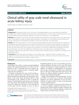 Clinical Utility of Gray Scale Renal Ultrasound in Acute Kidney Injury Amber Podoll, Carl Walther and Kevin Finkel*