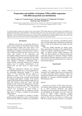 [188Re] Sulfide Suspension with Different Particle Size Distributions