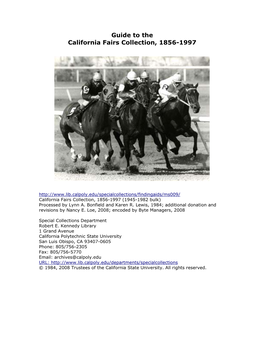 Guide to the California Fairs Collection, 1856-1997