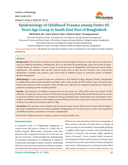 Epidemiology of Childhood Trauma Among Under 05 Years Age Group