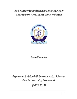 2D Seismic Interpretation of Seismic Lines in Khushalgarh Area, Kohat Basin, Pakistan