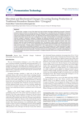 Microbial and Biochemical Changes Occurring During Production of Traditional Rwandese Banana Beer