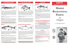 NORTH Surfperch Albacore Columbia River to Nestucca Bay Sturgeon MARINE White Sturgeon These Fish Have Dark Blue Backs and Very Long Pectoral (Side) Fins