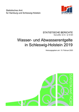 Wasser- Und Abwasserentgelte in Schleswig-Holstein 2019