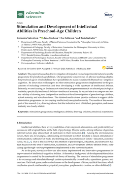 Stimulation and Development of Intellectual Abilities in Preschool-Age Children