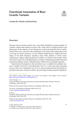 Functional Annotation of Rare Genetic Variants