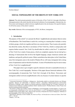 Social Topography of the Bronx in New York City