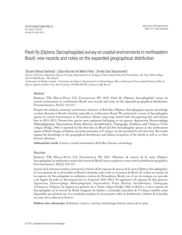 Flesh Fly (Diptera: Sarcophagidae) Survey on Coastal Environments in Northeastern Brazil: New Records and Notes on the Expanded Geographical Distribution