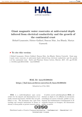 Giant Magmatic Water Reservoirs at Mid-Crustal Depth Inferred From