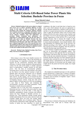 Multi Criteria GIS-Based Solar Power Plants Site Selection: Bushehr Province in Focus