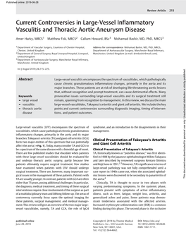 Current Controversies in Large-Vessel Inflammatory