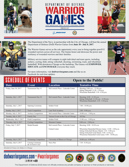 Dodwarriorgames.Com•#Warriorgames SCHEDULE OF