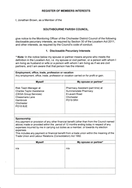 Register of Members Interests Southbourne