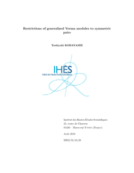 Restrictions of Generalized Verma Modules to Symmetric Pairs