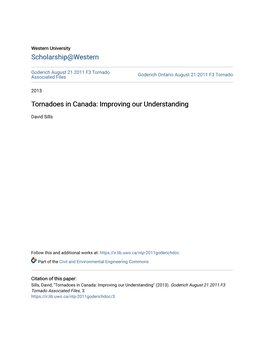 Tornadoes in Canada: Improving Our Understanding