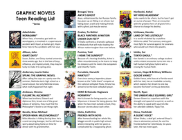 GRAPHIC NOVELS Teen Reading List