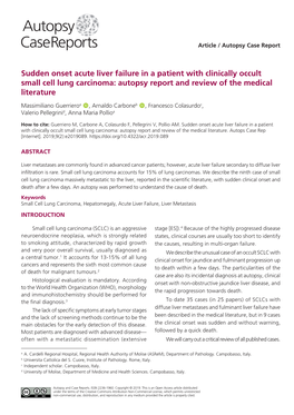 Sudden Onset Acute Liver Failure in a Patient with Clinically Occult Small Cell Lung Carcinoma: Autopsy Report and Review of the Medical Literature