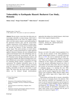 Vulnerability to Earthquake Hazard: Bucharest Case Study, Romania