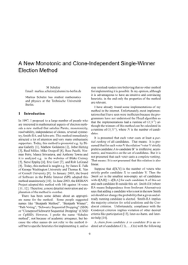 A New Monotonic and Clone-Independent Single-Winner Election Method