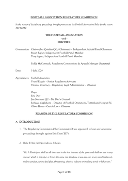 Page 1 of 18 FOOTBALL ASSOCIATION REGULATORY