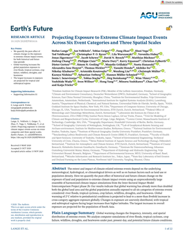 Projecting Exposure to Extreme Climate Impact Events Across Six