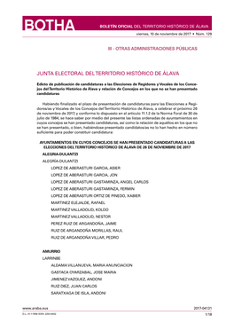Junta Electoral Del Territorio Histórico De Álava