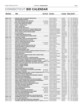 Connecticut Bid Calendar