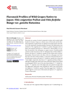 Flavonoid Profiles of Wild Grapes Native to Japan: Vitis Coignetiae Pulliat and Vitis Ficifolia Bunge Var