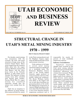 Structural Change in Utah's Metal Mining Industry 1970-1999