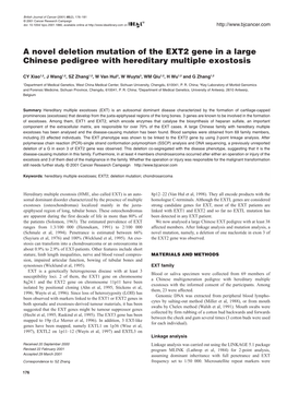 A Novel Deletion Mutation of the EXT2 Gene in a Large Chinese Pedigree with Hereditary Multiple Exostosis